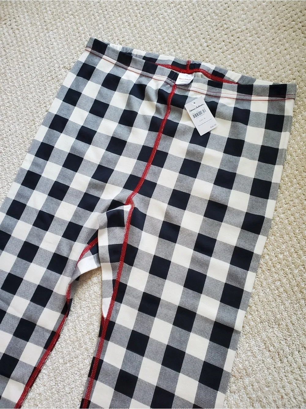 Hanna Andersson Black & White Buffalo Check pajamas with Red Trim